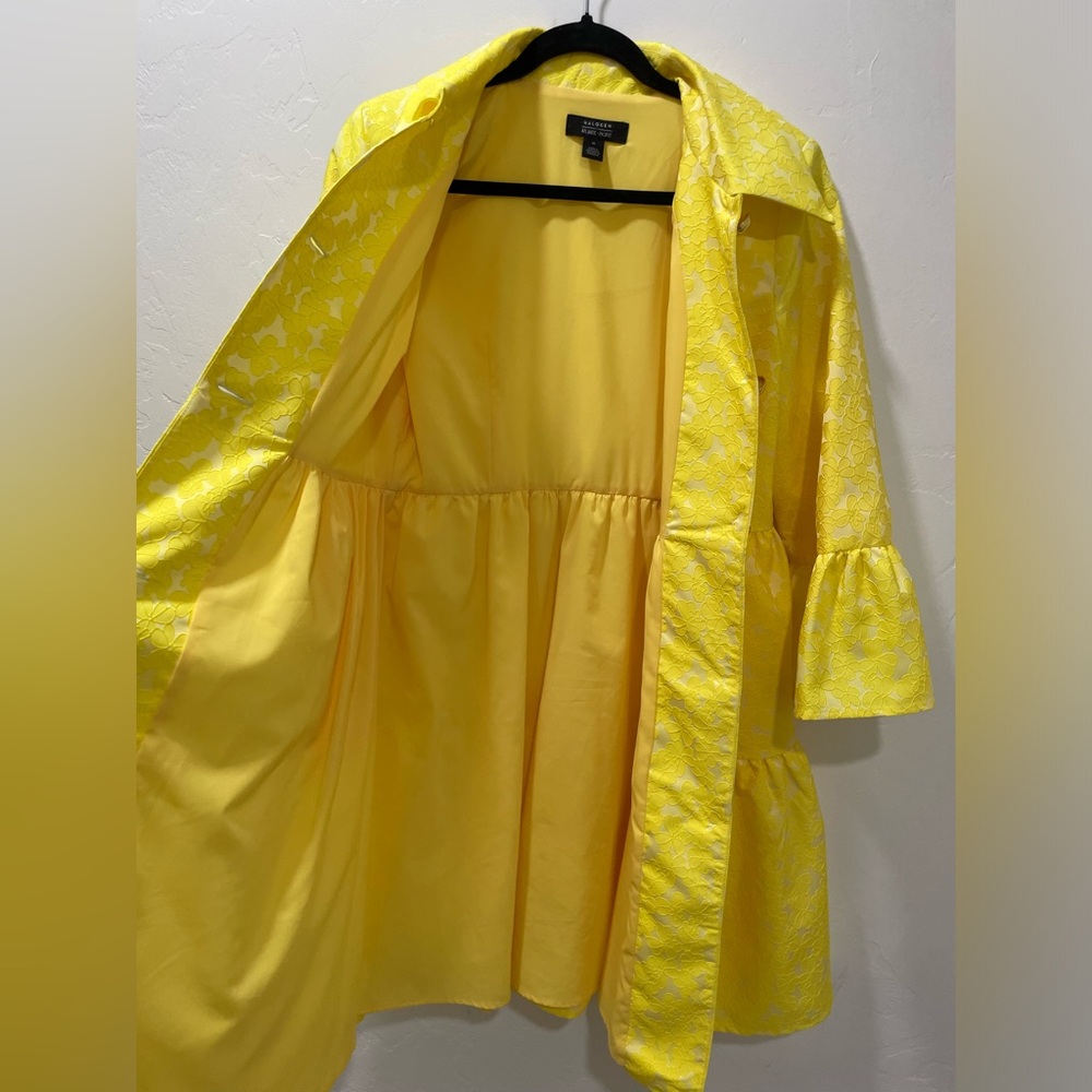 Halogen X Atlantic-Pacific Floral Jacquard Swing Jacket Yellow Medium Dressy - Picture 12 of 16